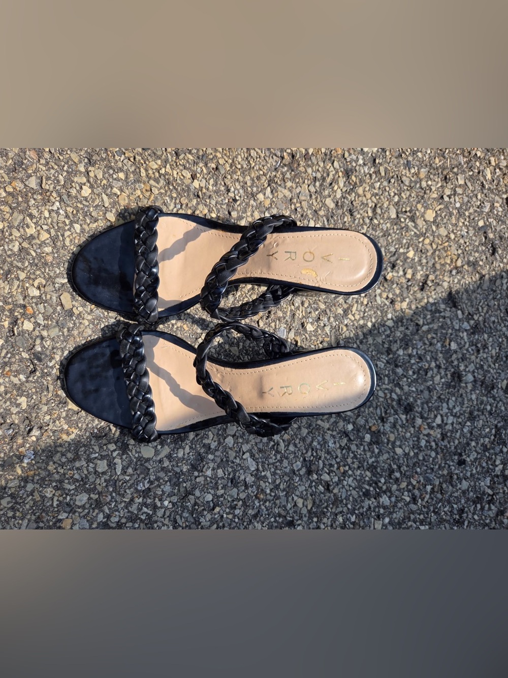 Black Braided Strap Slide Sandals - Unknown Brand